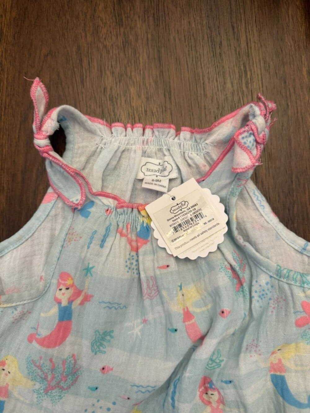 NWT Mud Pie Baby Girl Mermaid Print Bubble Romper 6-9M - Picture 2 of 4